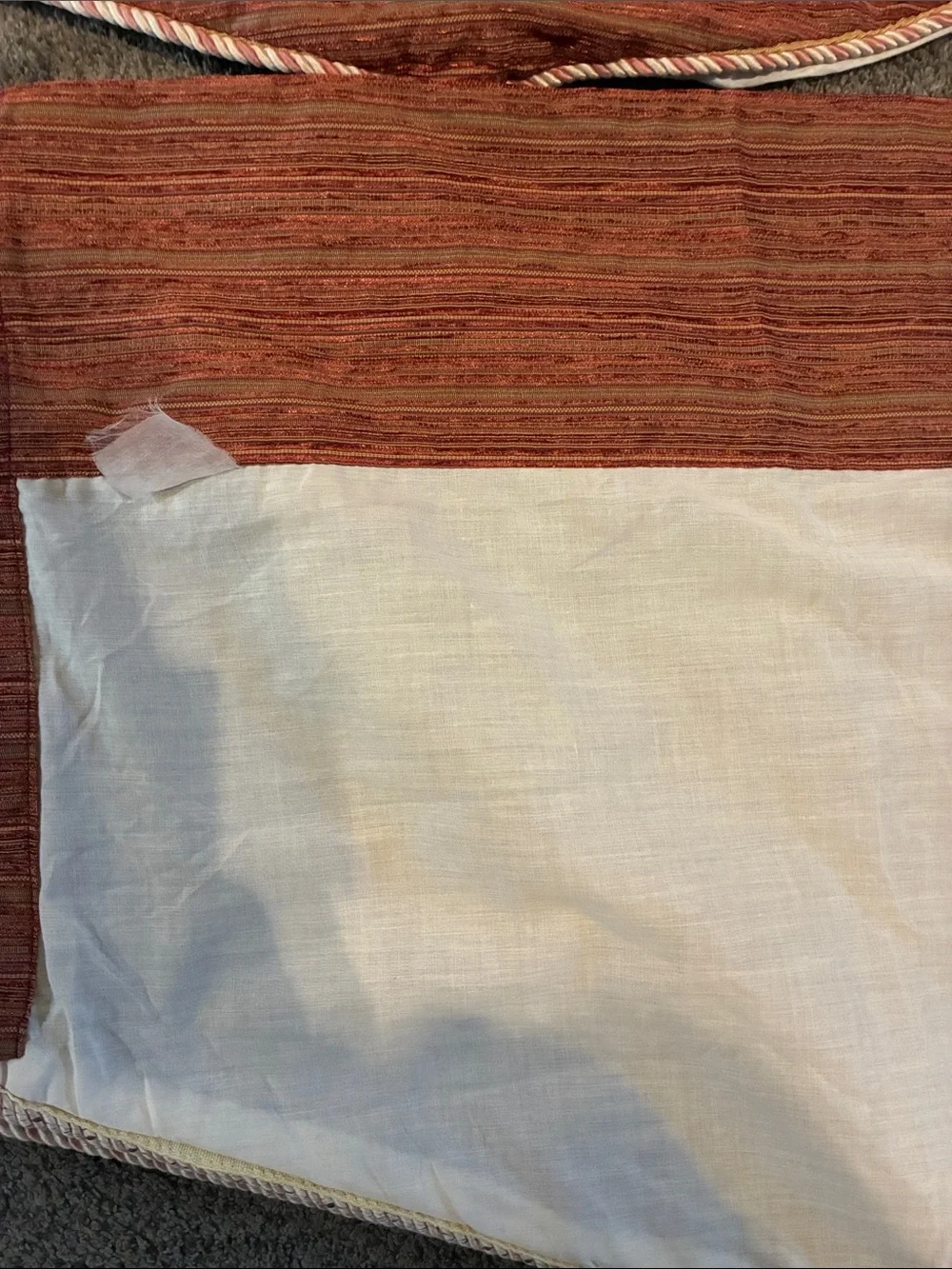 3 Rust-Orange Window Valances with Braided Trim - Unbranded
